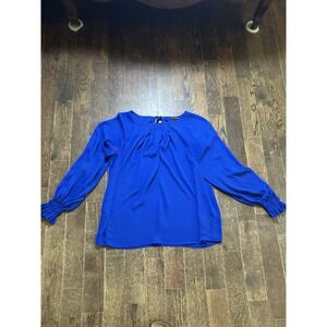 EUC Banana Republic Blue Long Sleeve Blouse W/Tie Back Size Small‎